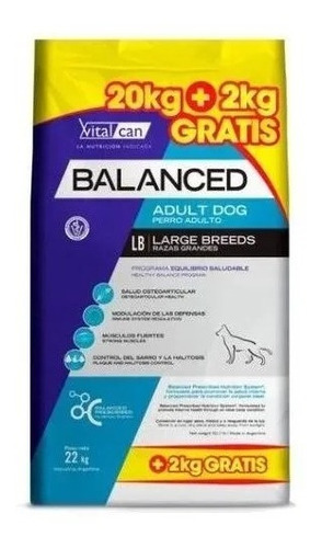 Alimento Perro Vitalcan Balanced Adulto Raza Grande 20+2kg