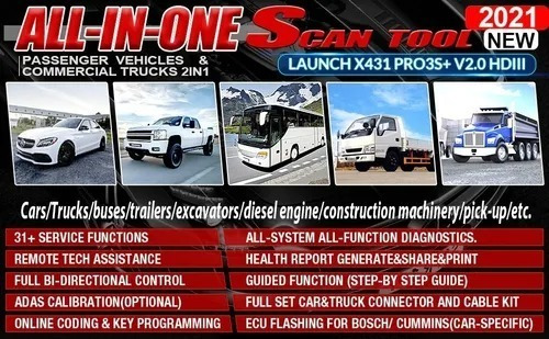 Scanner Launch X431 Hd Iii Camiones & Autos, 12 Y 24 Volt
