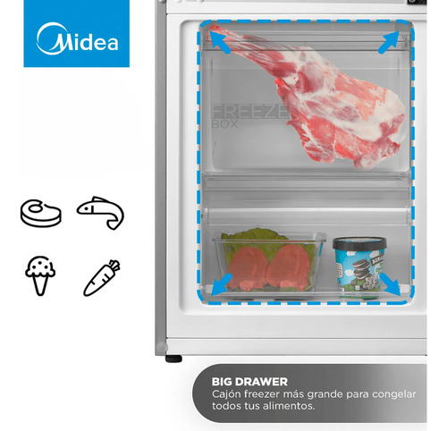 Midea Mdrb369fge50 259 Lts Frío Directo Light Silver
