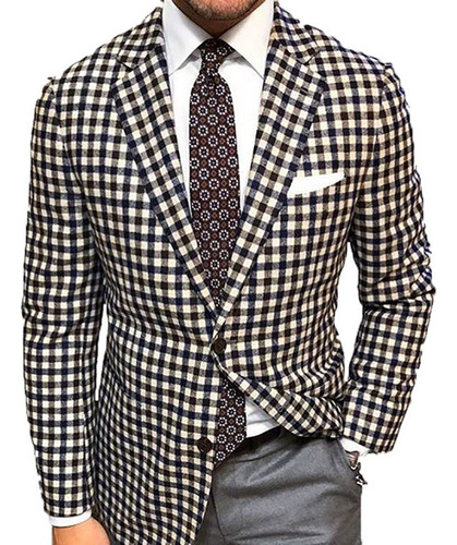 Men's Fashion Trend Plaid Suit .