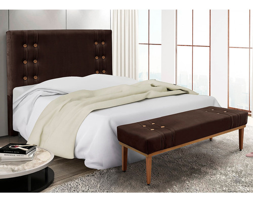 Kit Recamier E Cabeceira Santorini Spz 195cm King Suede Cor Marrom-1102