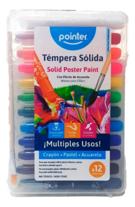 Temperas Solida Pointer 12 Colores Crayon+pastel+acuarela