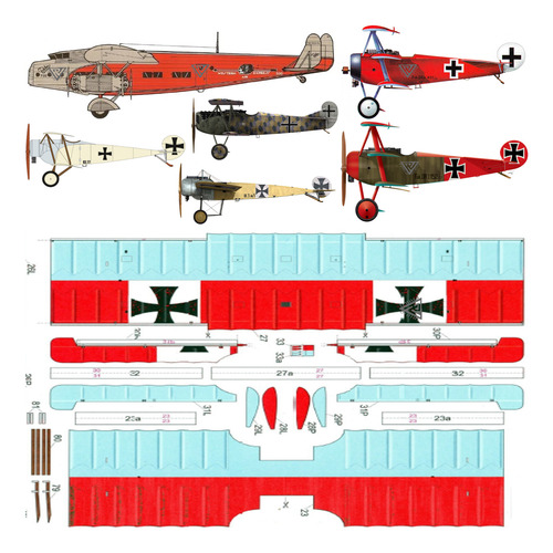 Pack Aviones Fokker X 20 Modelos Papercraft (envio X Mail)
