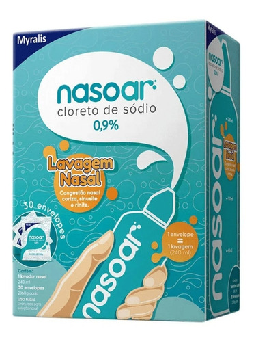 Nasoar Infantil /adulto 30 Envelopes + Frasco Solução Nasal