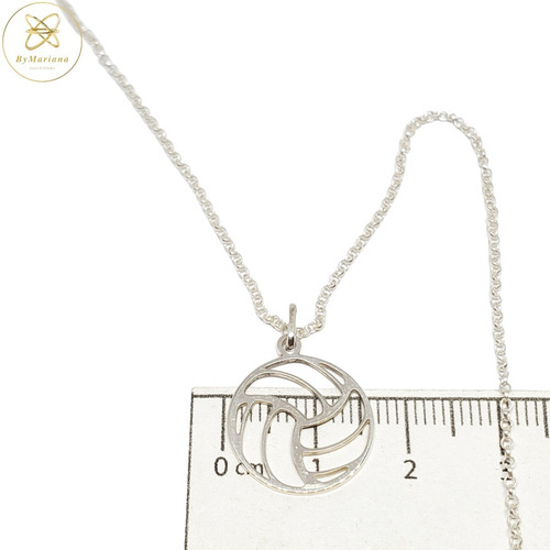 Cadena Plata Rolo + Dije Plata Pelota De Voley Calada
