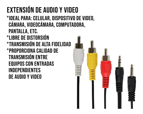 Imagen 2 de 10 de Cable De Audio Y Video Rca Macho A 3.5mm St Y 3.5mm Mo
