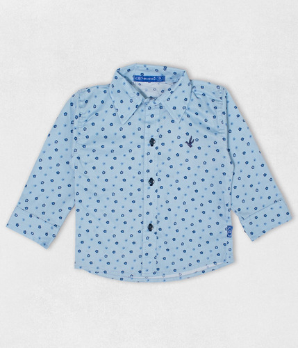 Camisa Celeste Con Flores De Bebé