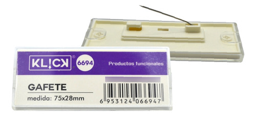 5 Gafetes Plástico Personalizables Broche Alfiler 28x75mm