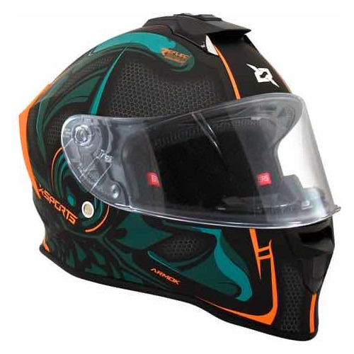 Casco Integral X Sports V151 Armok Verde Naranja