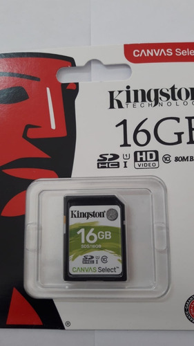 Sd Hc 16gb Kingston Canvas C10 80mbs Sd Pura Original U1new