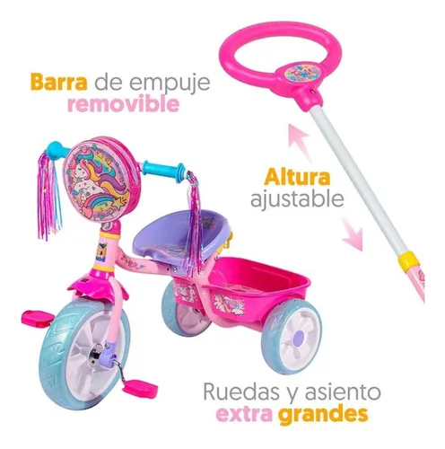 Triciclo Apache Trixie Unicornio Con Toldo Barra Empuje Cuotas