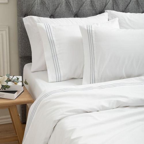 Juego De Sábanas Hoteleras 700 Hilos Twin Size Blanco