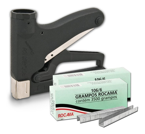 Kit Grampeador Manual Tapeçaria Madeira 106 Premium Rocama