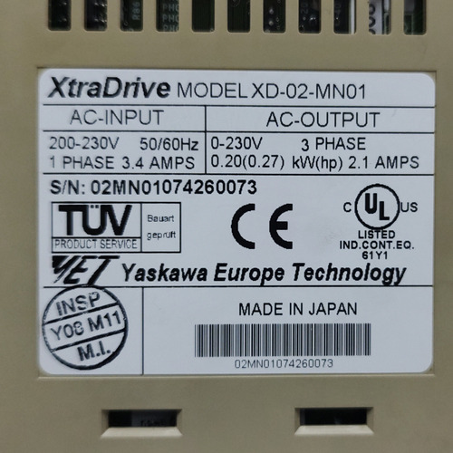 Servo Drive Yaskawa Xtradrive Xd-02-mn01 0,20kw 220v Trif. (Usado)