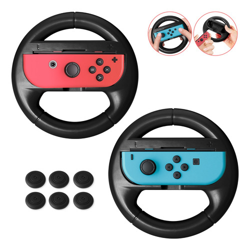 Volantes Para Nintendo Switch Oled Joy-con 2 Wheel + 6 Tapas