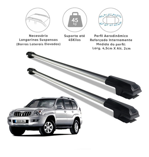 Rack Teto Travessa Land Cruiser Prado 2004 Slim Prata 