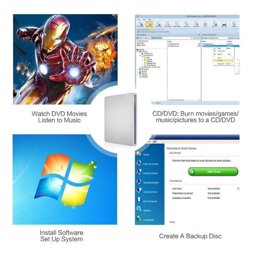 Unidad Externa De Cd Y Dvd Viktck Usb C Ultra Slim Para Macb