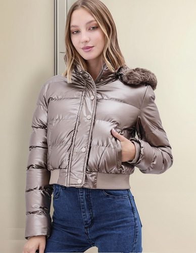 Campera Puffer Abrigada Corta Peluchito