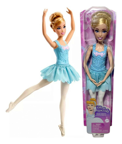 Boneca Colecionável Princesa Menina Loira Cinderela Bailarina - Aula De Ballet - Personagem Do Filme Infantil Em Desenho Cinderella Disney - Mattel Brinquedos