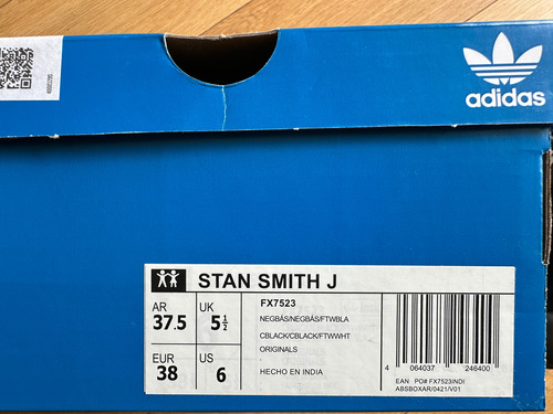 Zapatillas Adidas Stan Smith 37.5 Arg Negro Poco Uso! (Usado)