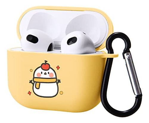 Cute Snowman Case Compatible Con AirPods 3 Con Keychain