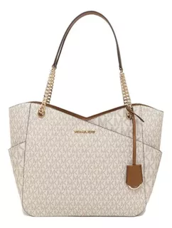 Cartera Michael Kors Jet Set Cadena Grande Vanilla Mk Signat