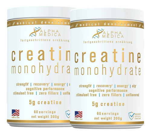 X2 Creatina Monohidratada 300g 60sv Sin Sabor - Alpha Medica