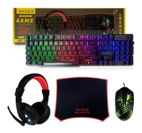 Imagen 1 de 2 de Teclado Mouse Audífonos Y Mouse Pad Computadoras