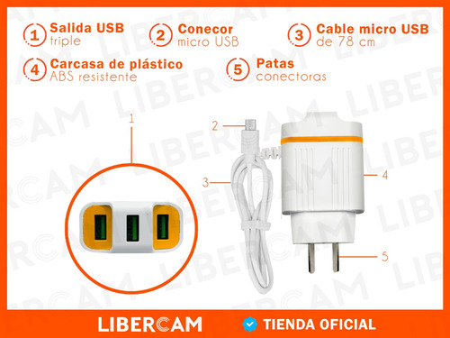 Cargador Celular Tablet Carga Rapida 3.1a + 3 Salidas Usb
