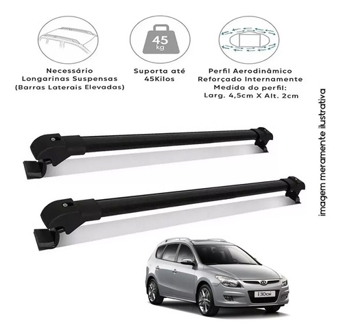 Rack Travessa Bagageiro Slim Preto I30 Cw Wagon 2017