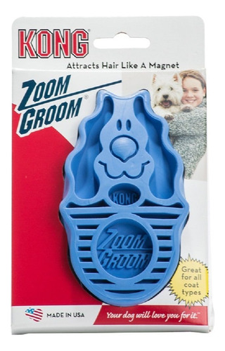 Kong Zoomgroom Pequena Escova De De Banho Para Cães Cor Azul
