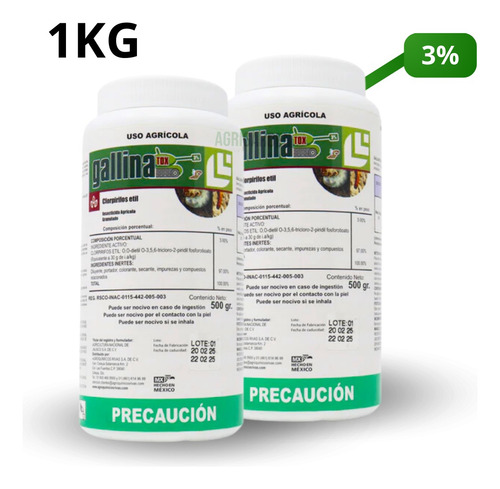Gallinatox 3% Control De Gallina Ciega Insecticida 1kg.