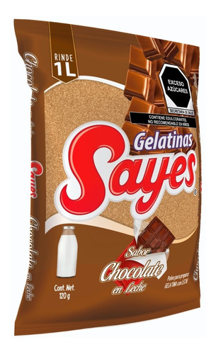 Imagen 2 de 3 de Gelatina En Polvo Sayes De Leche Sabor Chocolate 120gr