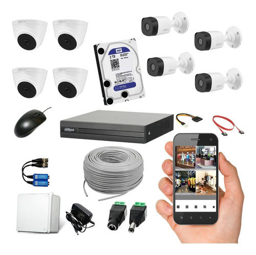 Kit Dahua Dvr 8ch + 8cámaras Metálicas 1080p+ Dad 2tb