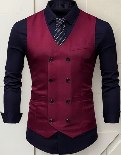 Zh Chaleco Casual De Doble Botonadura De Moda Para Hombre