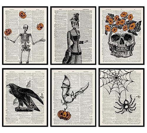 Whaline 6pcs Skeleton Wall Art Prints 8x10 Inch Mfg7r