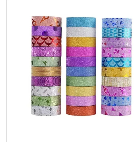 Paquete 10 Cintas Adhesivas Washi Tape Diamantado Adherible