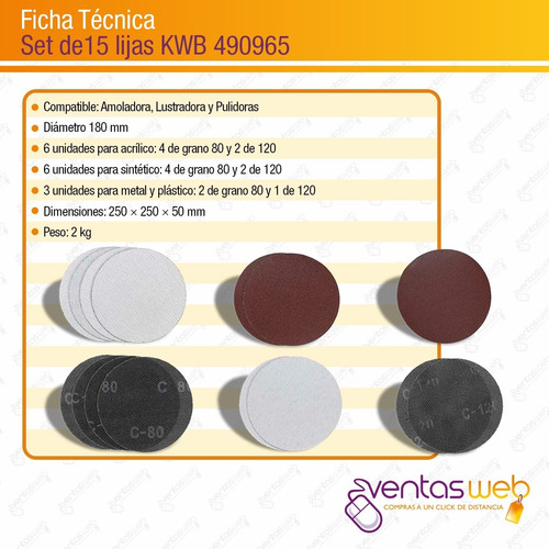 Imagen 3 de 4 de Pack 15 Lijas Surtidas 180mm Para Lijadora Multiple Einhell