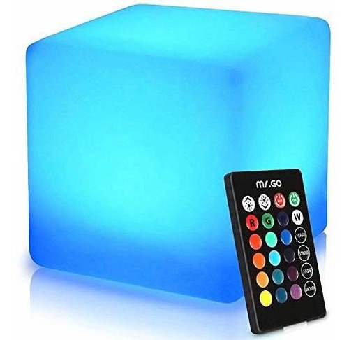 Mr.go - Taburete De Cubo De Luz Led Recargable De 16 Pulgada