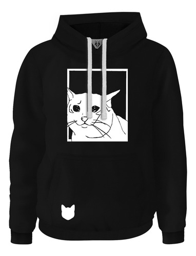 Hoodie Buzo Buso Sudadera Gato Triste Meme Sad Cat