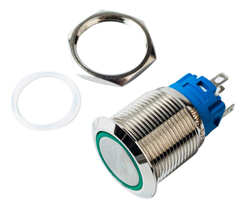 Boton Switch Momentaneo Metalico Iluminado 12v 19mm Conector
