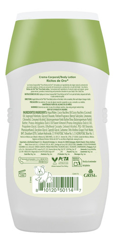Ricitos De Oro, Crema Corporal Bio Pure, Uva Verde, 250 Ml