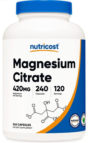 Citrato De Magnesio 400mg Americano  240 Cápsulas 