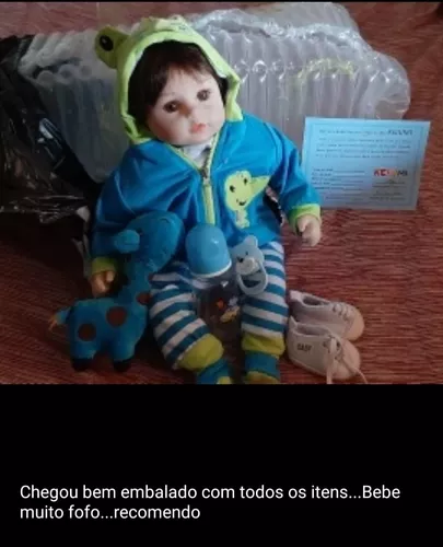 Boneca Bebê Reborn Menino Realista De Silicone Npk 48Cm