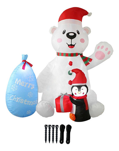Oso De Pingüino Inflable Navideño De Con Luz, Decoración