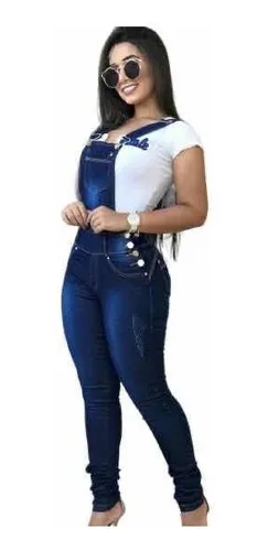 Macacão jeans feminino mercado deals livre