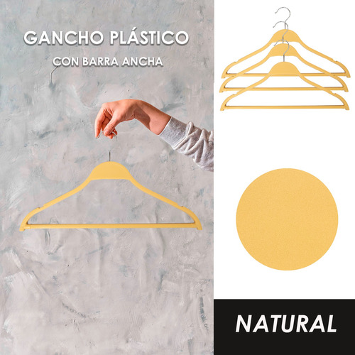 Pack 20 Ganchos Basico De Plastico Lacado Pu Con Barra Ancha