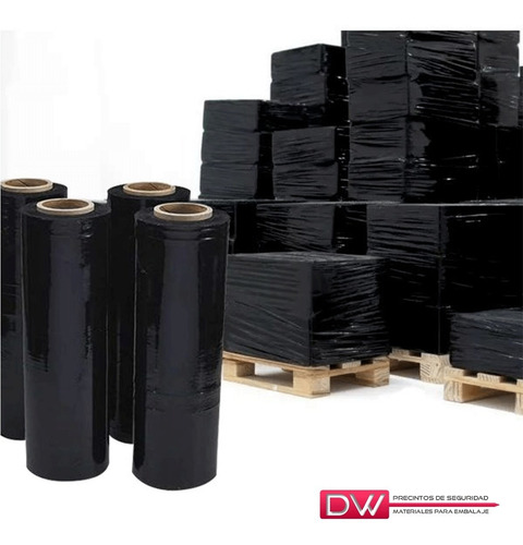 Imagen 4 de 10 de Film Stretch Negro 50cm Virgen 50cm 5kg Aprox Oferta Dw!