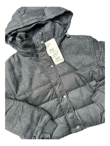 Campera Puffer Brillosa Capucha Desmontable Glow Invierno