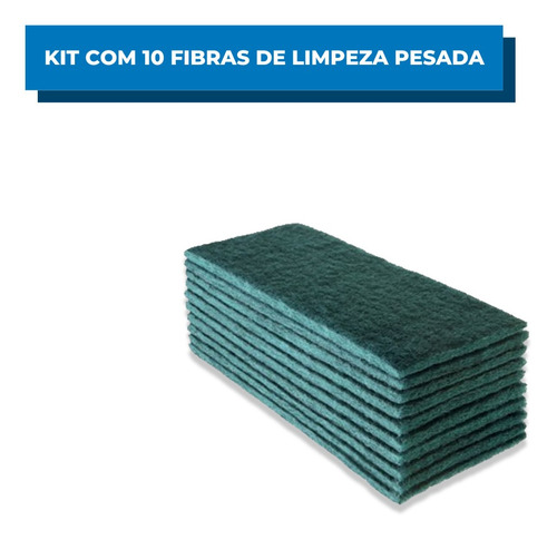 Kit C/10 Fibra Limpeza Pesada 102x230mm 3m Verde